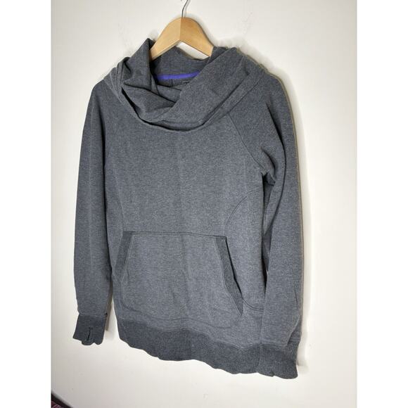 LL Bean Womens Size M Pullover Sweatshirt Cowl Neck Long Sleeves Thumb Hole Gray - Picture 2 of 6